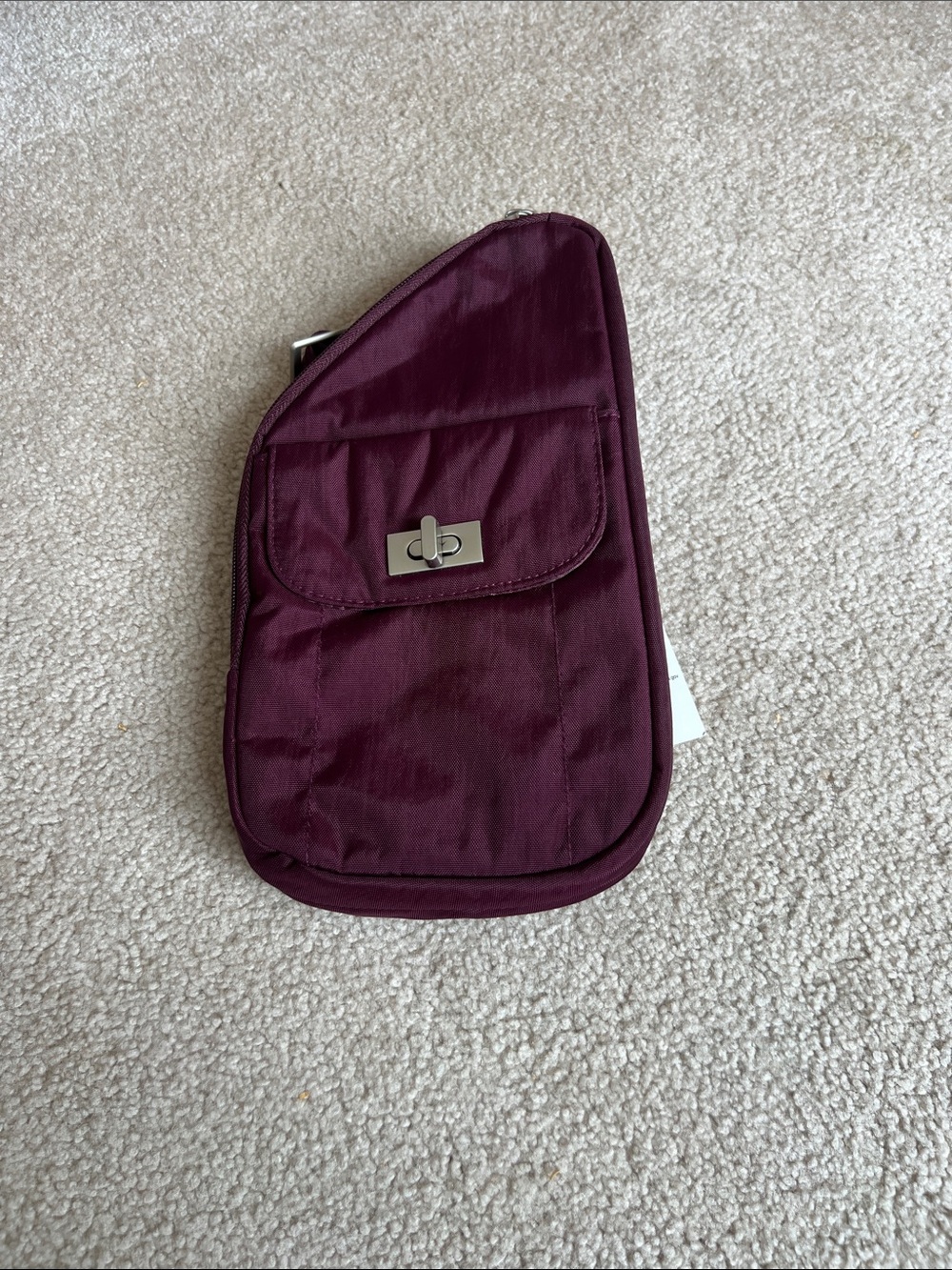 Everyday Burgundy Messenger Crossbody with Turn-Lock Closure